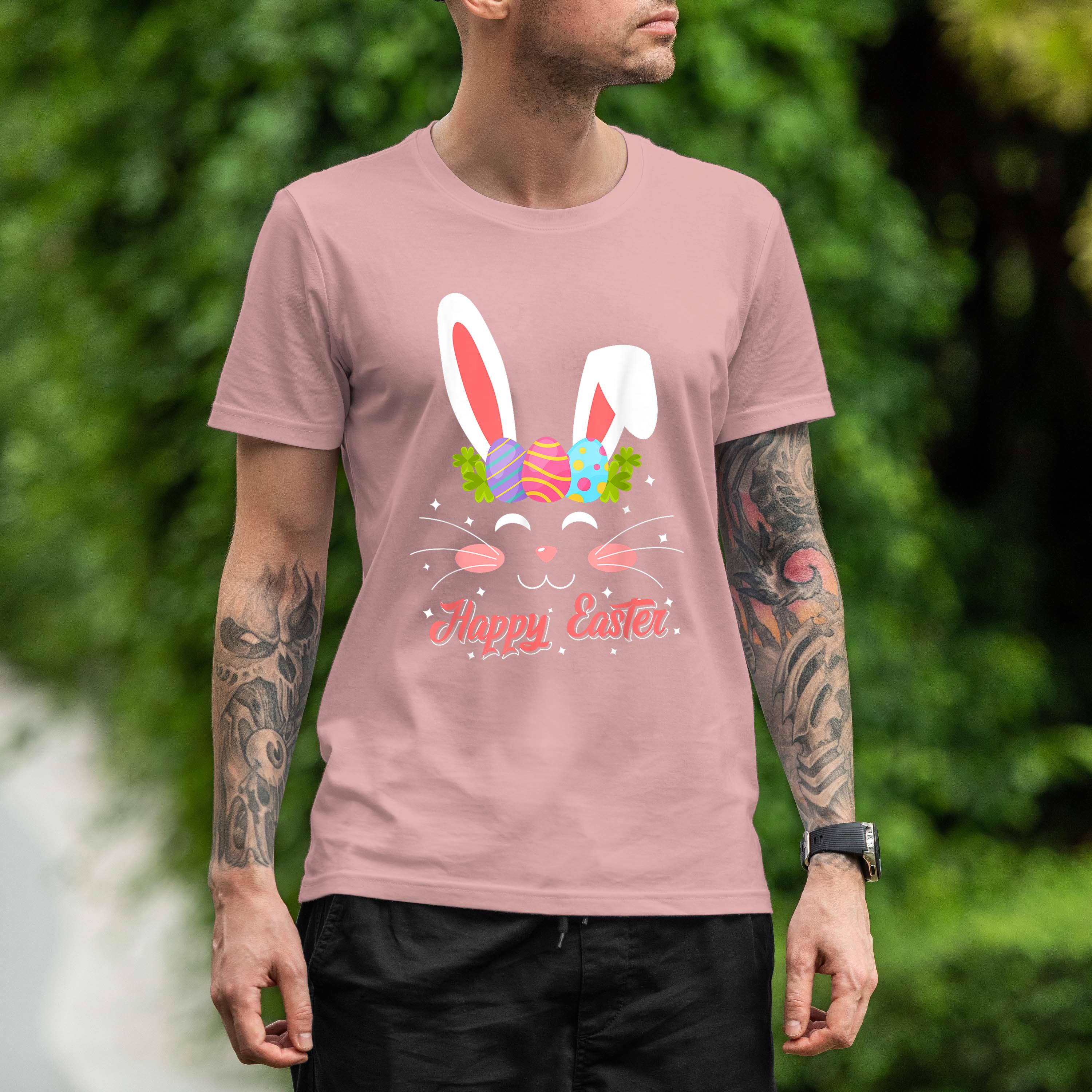 Cute Easter Shirt Rabbit Face Happy Easter Boys Girls Kids Shirt 